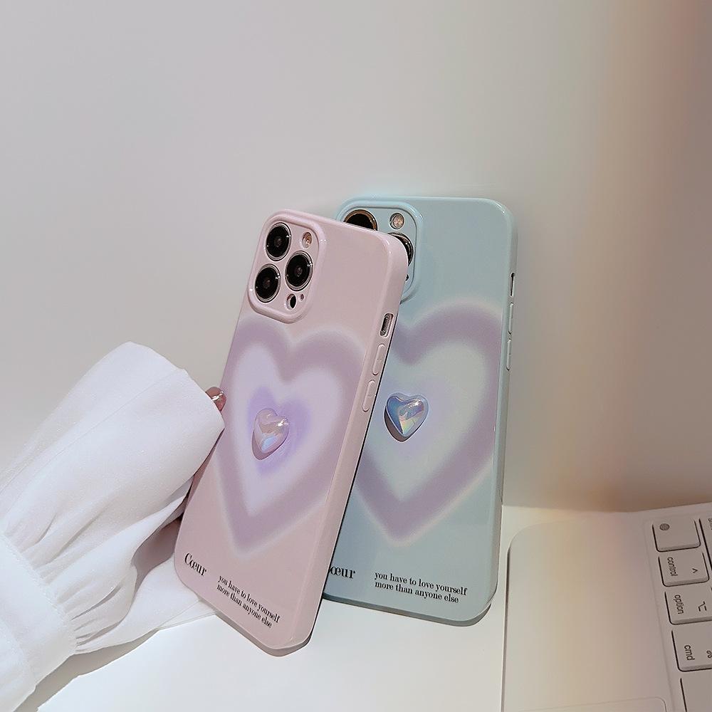 Gradient Electroplating Love 15pro Max IPhone Case IPhone 14 Suitable for 11 Three  dimensional