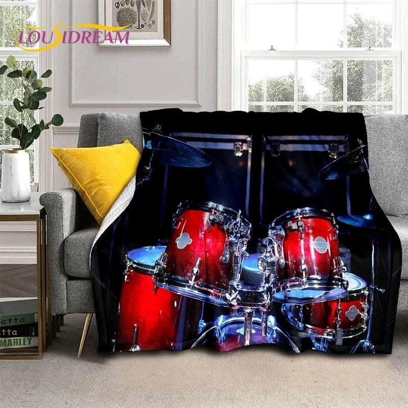 Drum Kit Drum Stand Set Music Instruments Soft Flannel Blanket for Beds Bedroom Sofa Picnic,Throw Blanket Outdoor Leisure Gift