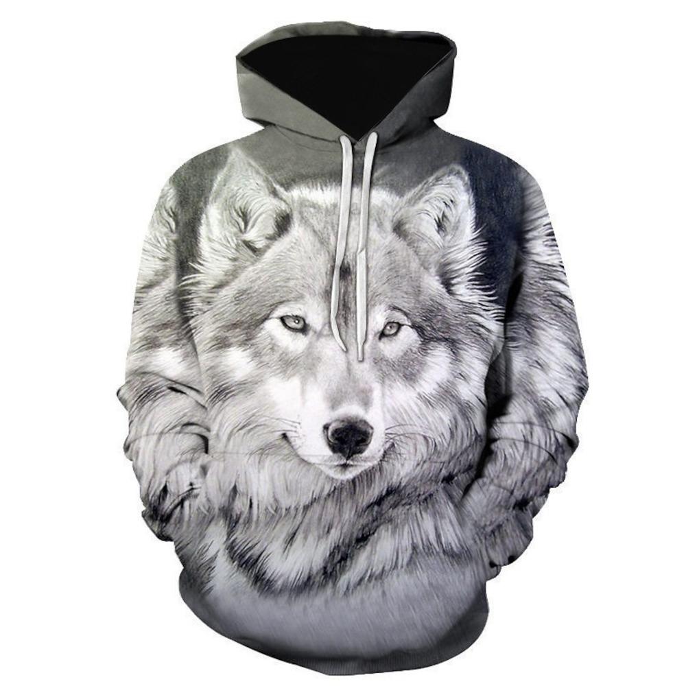 Wolf Graphic Men's 3D Print Pullover Streetwear Hoodies Dark Green Long Sleeve Hooded Spring & Fall Designer