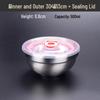 Large Double-Layer Insulated Stainless Steel Bowl with Lid - Anti-Scald, Anti-Drop, for Children and Adults, Ideal for Rice and Soup.