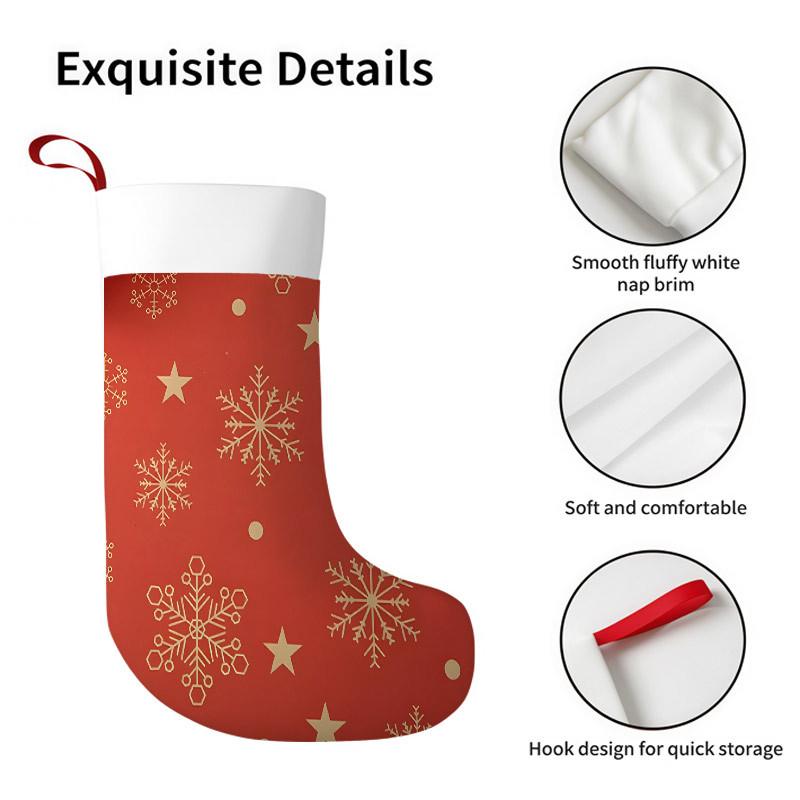 Christmas decoration fireplace hanging stockingChristmas Stockings 1pc 45.72 cm, Christmas Snowflake Star Red