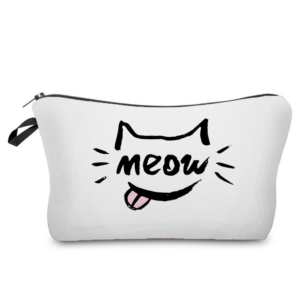 Women Cat Print Cosmetic Bag Toiletries Organize Travel Storage Case  6427