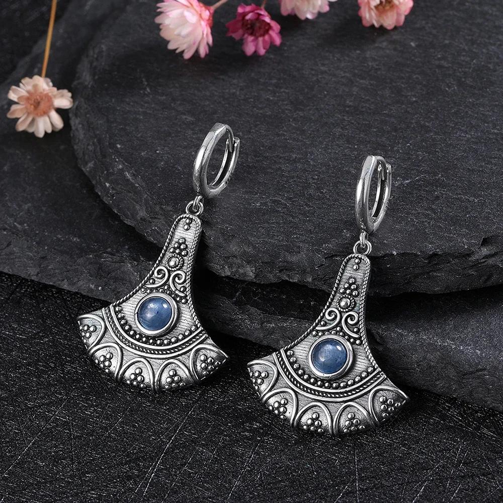 Long Pendant Natural Kyanite Earrings S Silver Earrings for Women  Vintage Engagement Party Anniversary Gift