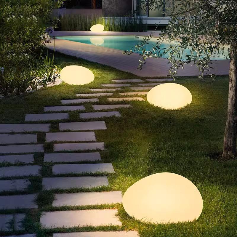 Solar Courtyard Lamps, Realistic Pebble Outdoor Garden Lawn Lamps, Stone-like Walkway Lamps, Landscape Solar Lamps