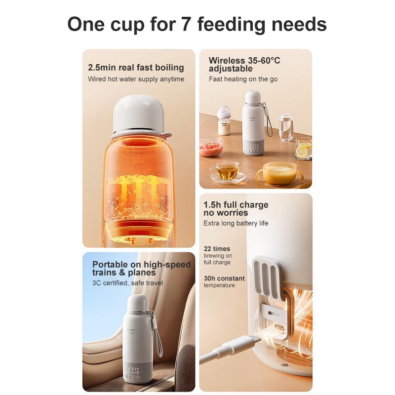 Philips Constant Temperature Cup Wireless Portable Dual-Mode Quick Heating for Milk Making 500ml 500W 3-Pin Plug