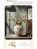 Wabi-Sabi Style Unglazed Terracotta Vase with Floral Design for Retro Living Room or Dining Table Decor