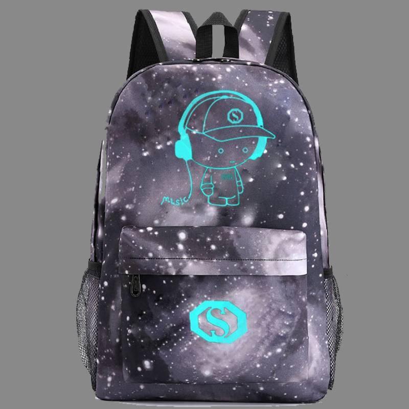 Music To Listening People Prints Luminous Backpack Colorful Schoolbag Unisex Bag
