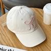 Women's Cute Bow Embroidery Baseball Cap Vintage Washed Distressed Dad Hat for Casual Streetwear and Outdoor Activities