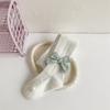 2024 Spring & Autumn Cable Knit Bow Leggings for Girls - Striped Tights with Open Crotch