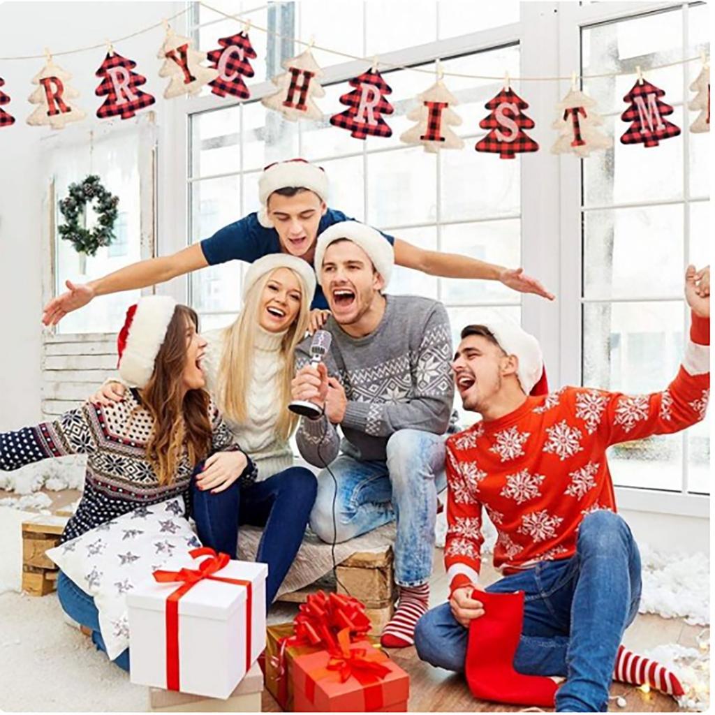 Christmas Banner Rustic Decorations Tree Ornaments Decor Shaped Vintage Xmas Decorations Indoor Merry Party