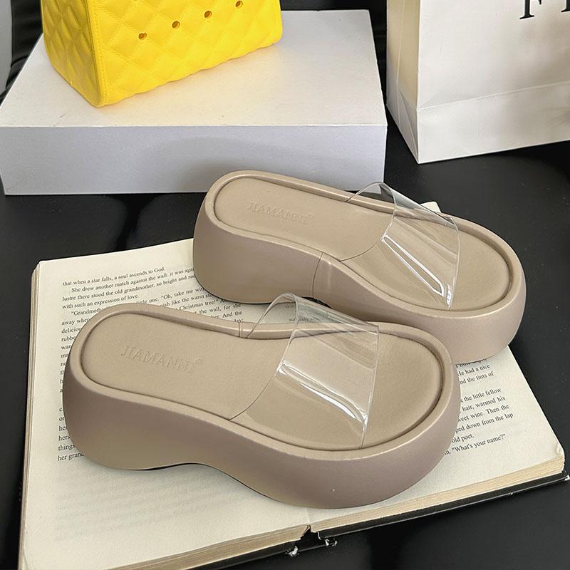 Fashion Fashion Platform Ladies Wedges Slippers Shoes Thick Soled Female Slides Sandals Footwear Transparent Women Wedges Slippers Shoes
