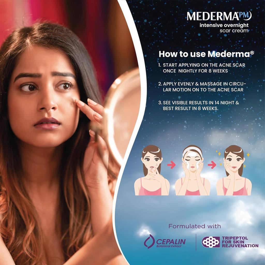 Mederma PM Acne Scar Removal Cream 10g | Overnight Scar Repair & Skin Renewal Formula