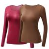 2 Stück Damen Thermounterwäsche Herbst Winter Unterhemd Langarm-T-Shirt Dünnes Oberteil Zweite Haut Damen Thermisch L-XL