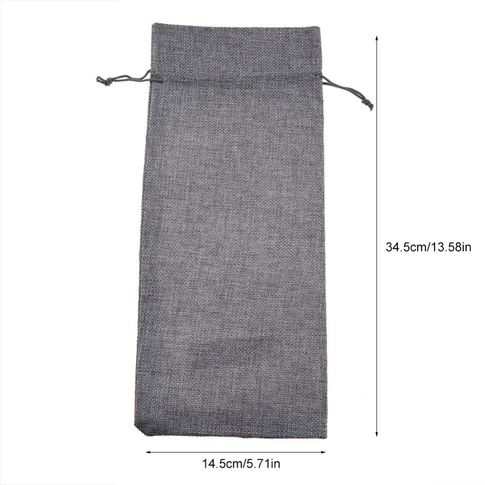 12pcs Grey Linen Fabric Wine Bag Drawstring Closure Burlap Wine Bag  Wedding Favors