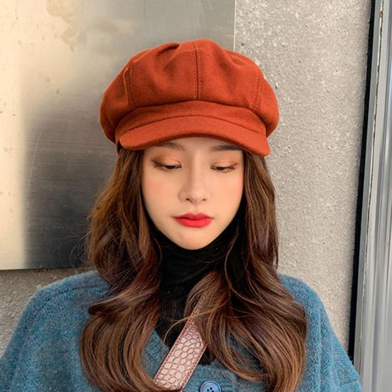 Beret Hats Exquisite Stitching Thick Woolen Casual All Match Decorative Winter Beret Caps for Women