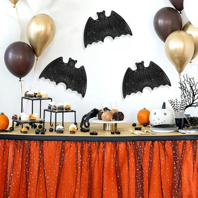 Halloweenská ratanová dekorace netopýra 3D děsivý černý plastový pletený netopýr
