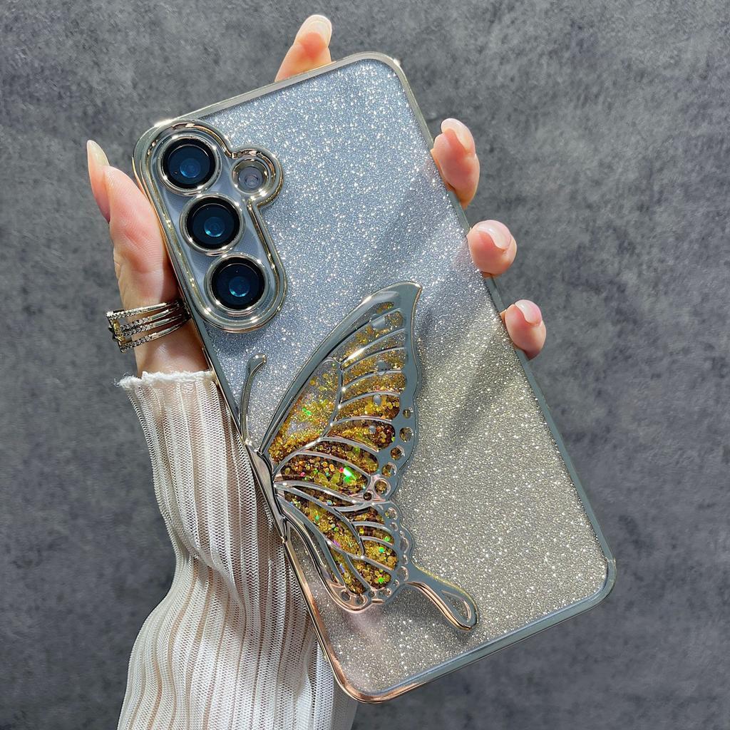 Quicksand Butterfly Suitable for Samsung S24 Ultra Gradient Glitter Powder Mobile Case S24 Luxury S24plus Protective Case Trendy