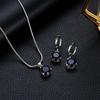Damen-Schmuckset mit rundem Zirkonia-Anhänger, Kette, Halskette, Creolen und Ohrringen