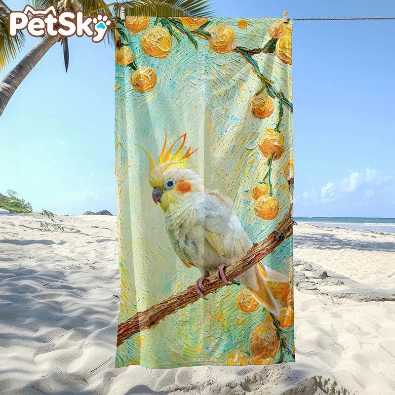 Pet Photo Beach Towel, Dog Cat Print Microfiber Towel, Quick Dry Sandproof Soft Absorbent Bath Towel for Beach Pool