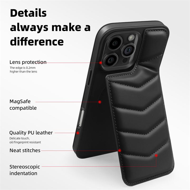 Leather Wallet Cards Case MagSafe Phone Cover For iPhone16 15 14 Plus 13 12 11 Pro Max Holder Magnetic Charging Protective Cover