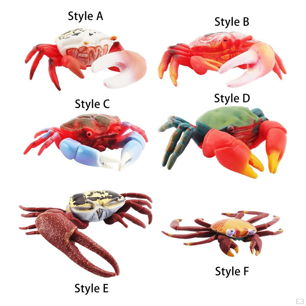 Hand Painted Mini Crab Figurines Model Realistic Detailed Action Figures for Children Kids