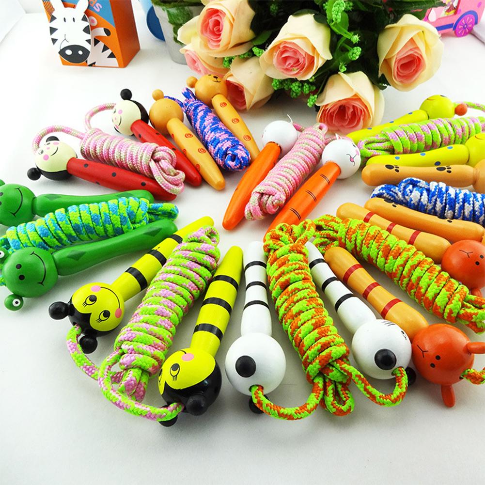 Creative Cute Skipping Rope Children's Toy Wooden Handle Jumping Game Fitness Build Random Handle Style Award Christmas Halloween Gift