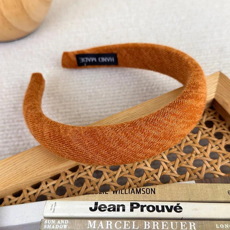 New Pumpkin Color Headband Velvet Sponge Wide Hair Band for Woman Girl Elegant  Hair Hoop Autumn/Winter Fashion Hair Accessories