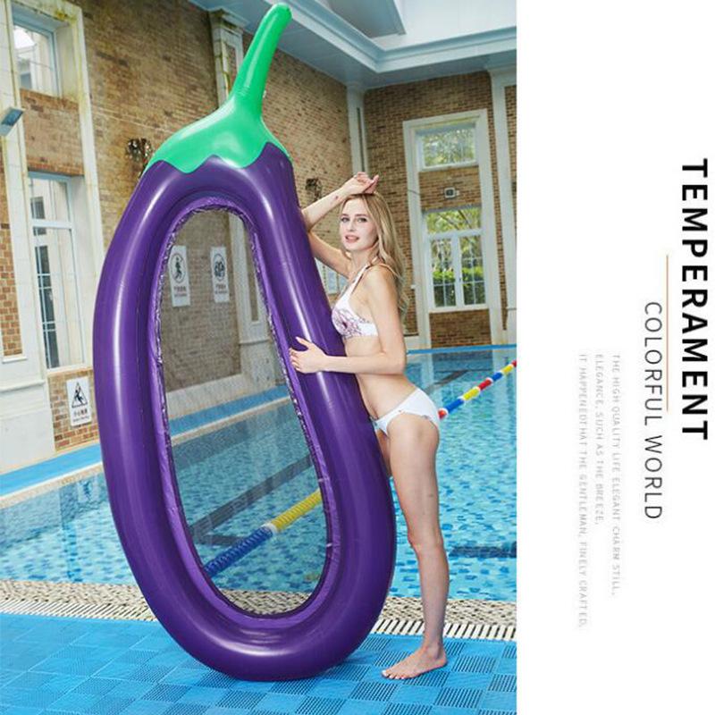 Large Purple Inflatable Eggplant Float with Net Lounger