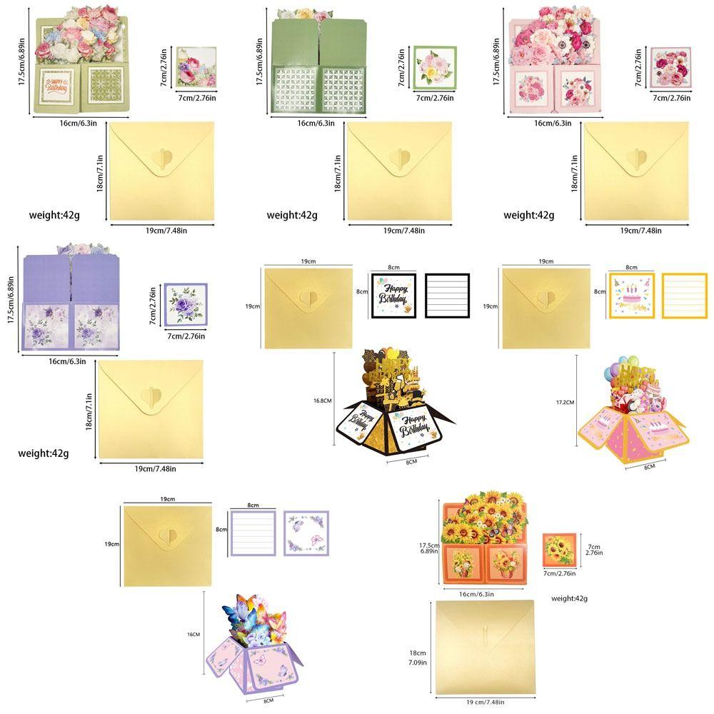 Creative paper 3D Pops-up Bouquet Floral Box Bouquet Flower Greeting Card Folding Postcard Birthday Wedding