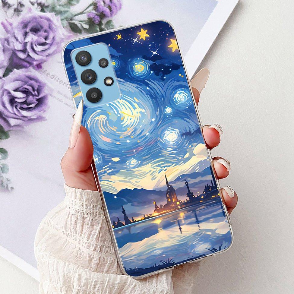 For Samsung A32 5G Case SM-A326B Clear Cute Cat Fashion Funny Painted Back Cover For Samsung Galaxy M32 5G Phone Case SM- M326B