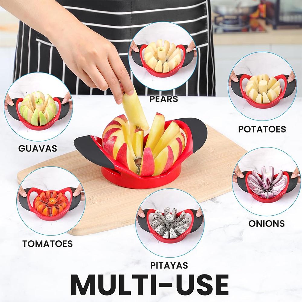 LMETJMA 12 Blade Apple Slicer Corer Cutter Ultra Sharp Stainless Steel Blades Apple Divider Kitchen Mango Slicer Corer JT326