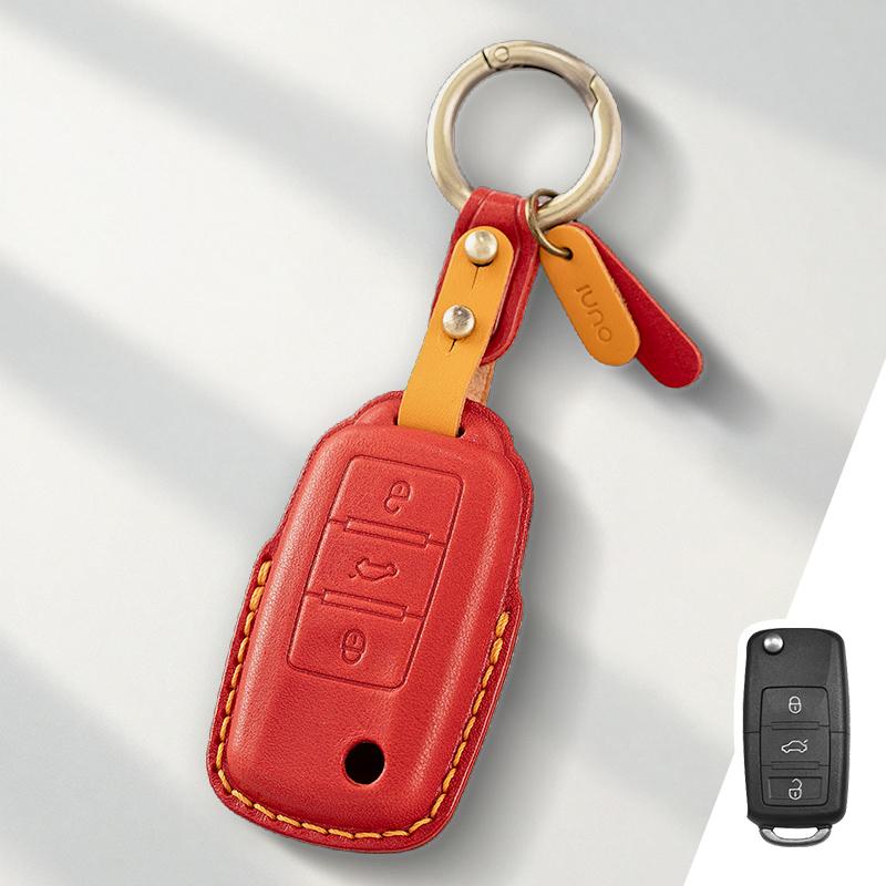 Genuine Leather Protector for Volkswagen VW Polo Golf 7 MK7 Tiguan Passat Key Case Cover Fob