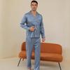Moolmeyno Men's Ice Silk Pajamas Long Sleeve and Pants Set