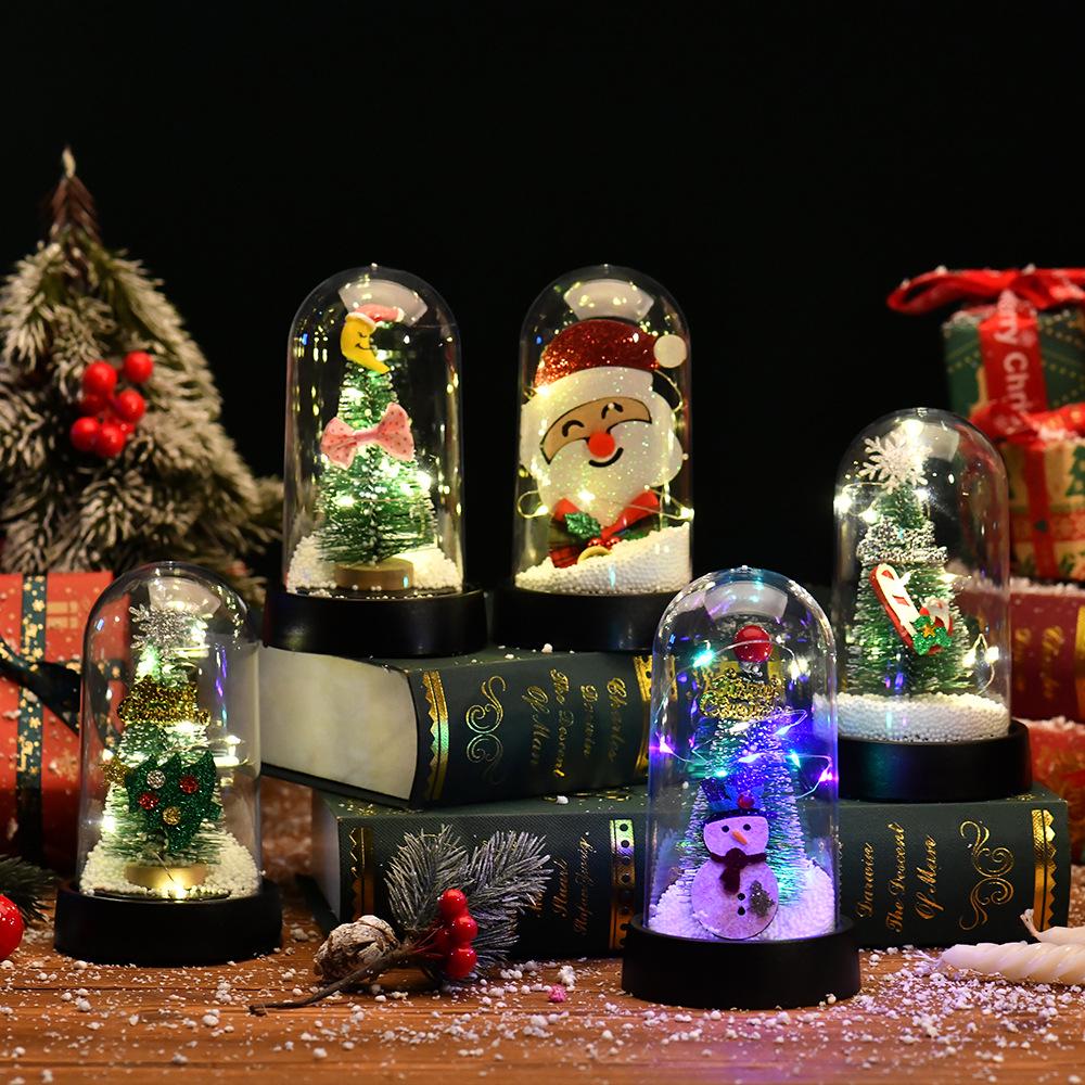 LED Glowing Christmas Snow Scene Ornament - Creative Plastic Tree Cover Decoration