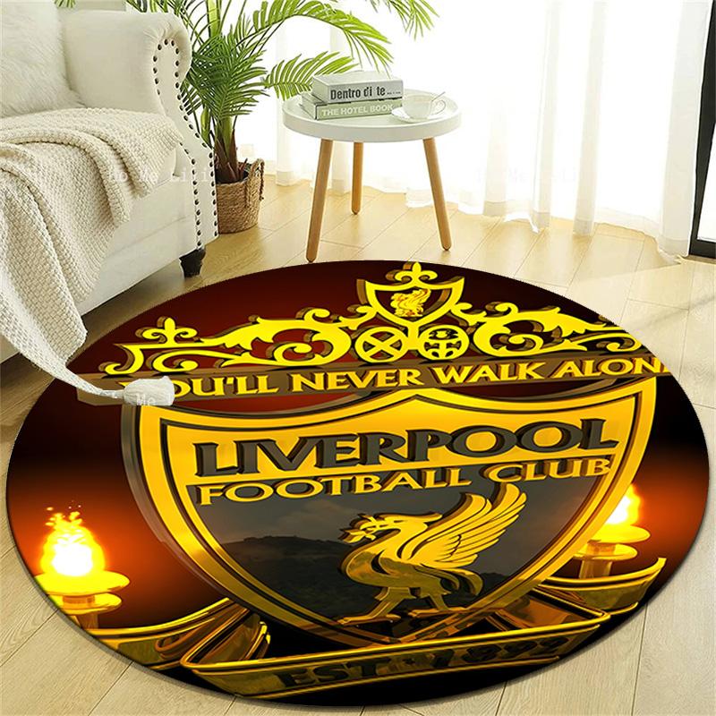 1pc L-Liverpool Print Round Carpet Chair Round Carpet Suitable for Bedroom Living Room Home Decorative Carpet
