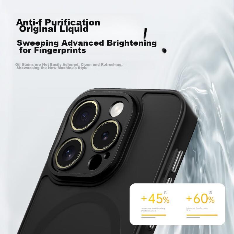 IPhone 15 Pro Max Case, Apple 15 Pro Max Protective Cover, Wireless Charging Compatible, Frosted Anti-Drop Full Protection Case, Midnight Black