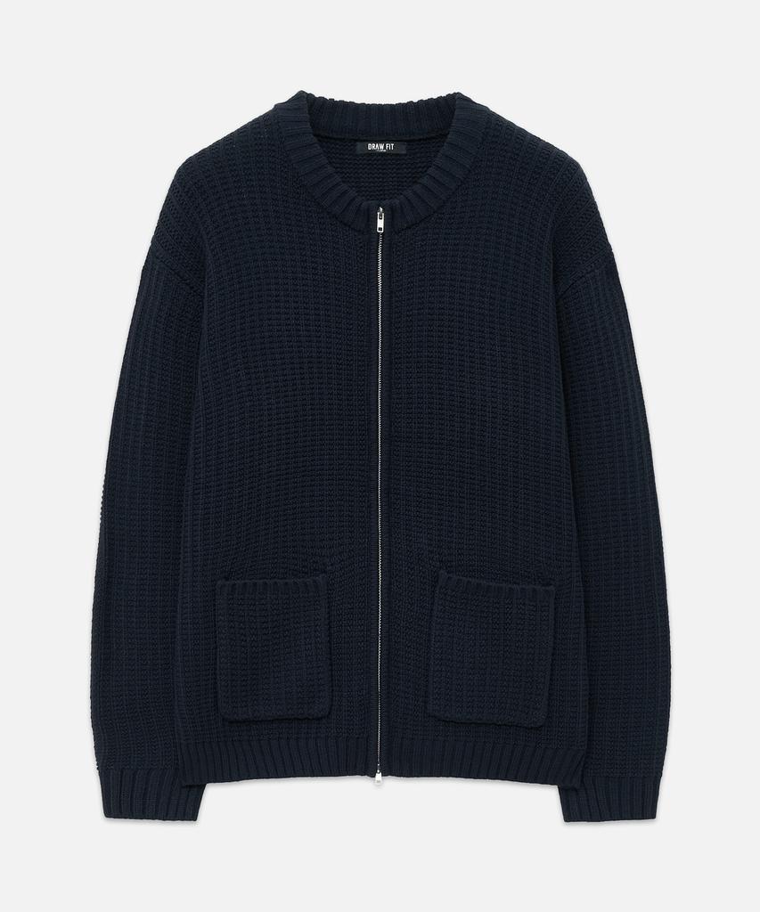 Draw Fit Constant Bulky Round Zip-Up Knit [Navy]