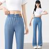 Women's Thin High Waist Tencel Denim Jeans 2026 - Spring/Summer Slimming Loose Drape Narrow Leg Ice Silk Micro Flare Pants