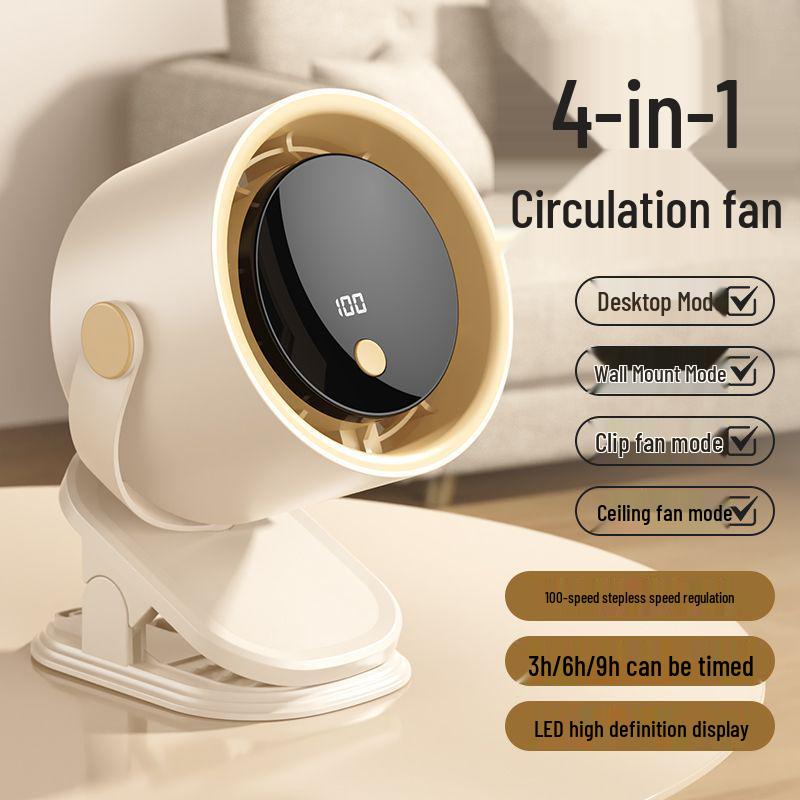 

Portable Clip-on Leafless Mini Fan for Office & Dorm—100 Speed Settings 132x177x135MM