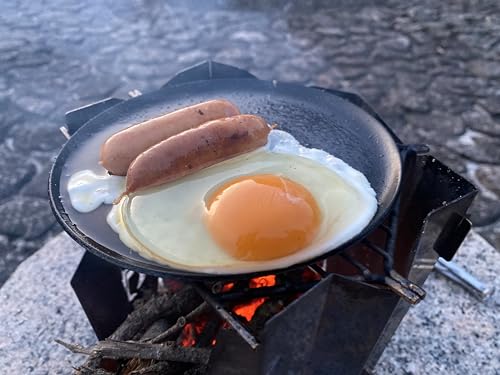 PTYGRACE FIRE SOLO Grill Pan, Large, for Bonfires, Grill Plates, Yakiniku, and BBQs, Black Iron, 3.2mm Thick, Made in Japan