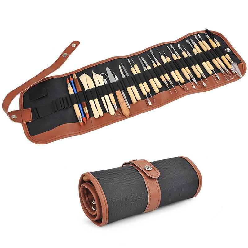 30-teiliges Keramik- und Bildhauerwerkzeug-Set: Ton Schnitzmesser, Silikonstifte, DIY Stein Ton Werkzeuge