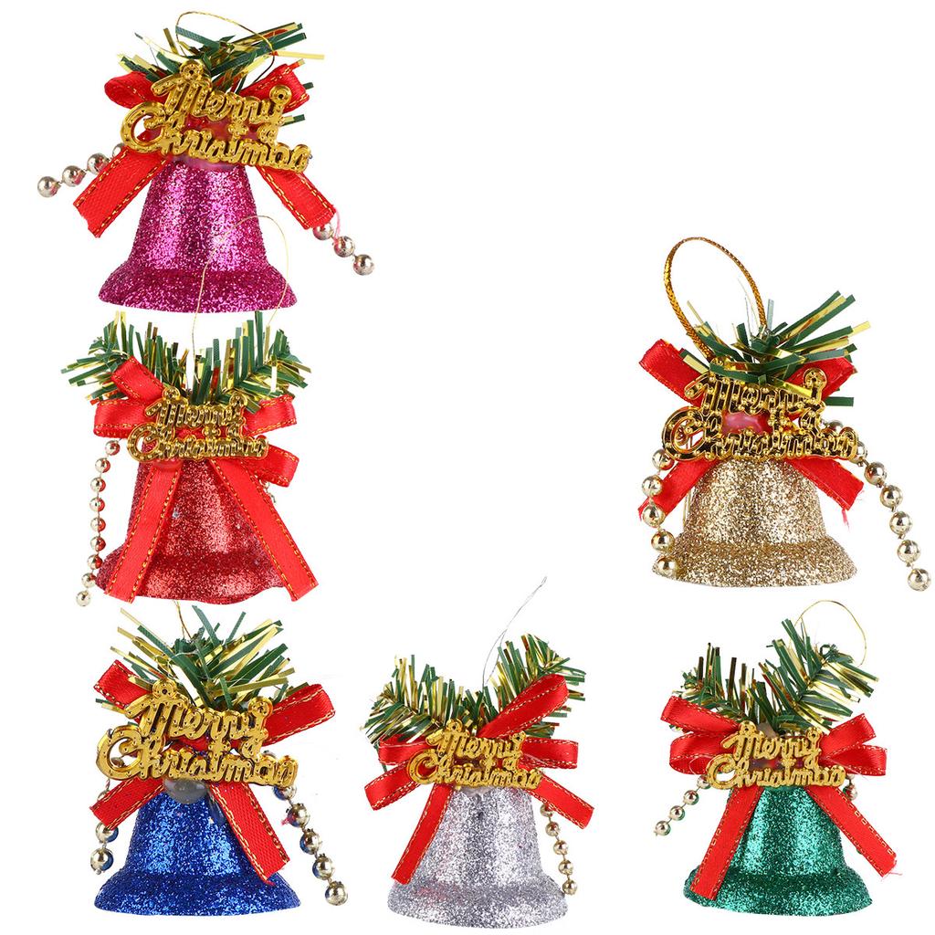 6pcs Plastic Xmas Hanging Decorations Plastic Bells Reusable Home Christmas Tree Bell Bells Decoration Gifts