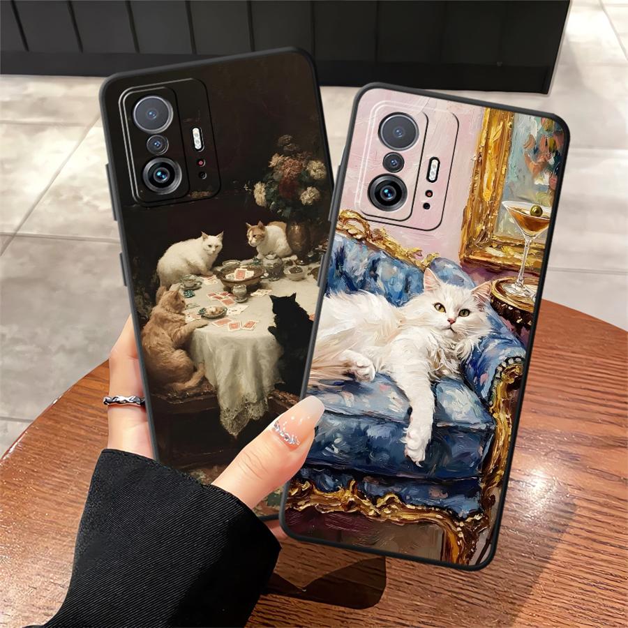 Handyhülle mit Katzenmotiv (Ölgemälde) für Xiaomi Mi 12T Pro, 12X, 11, 14, 11T, 13 Lite, 12, 10T