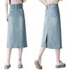 Damen Hellblauer High-Waist Jeans-A-Linien-Rock mit Schlitz - Frühjahr 2026 Mode