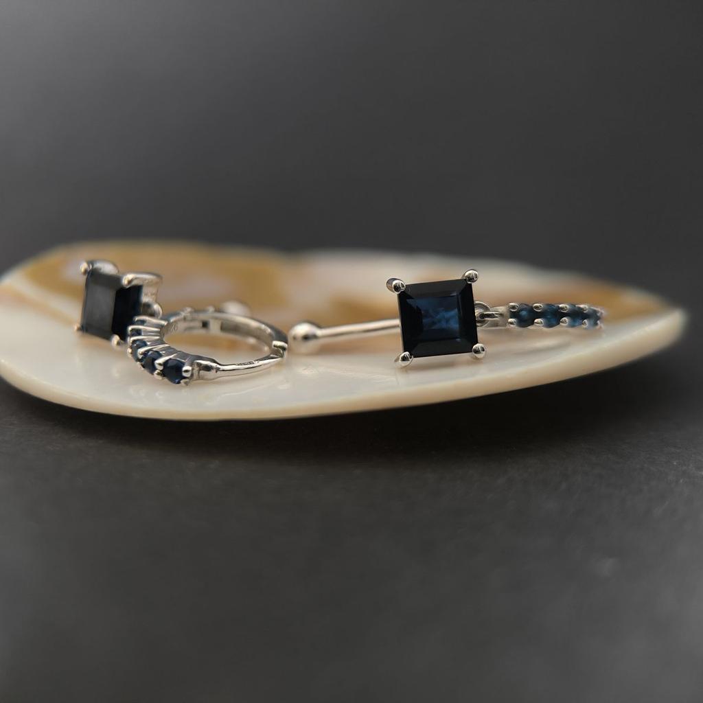 Silver Earrings with Nano Sapphire 2.35ct (2195078)