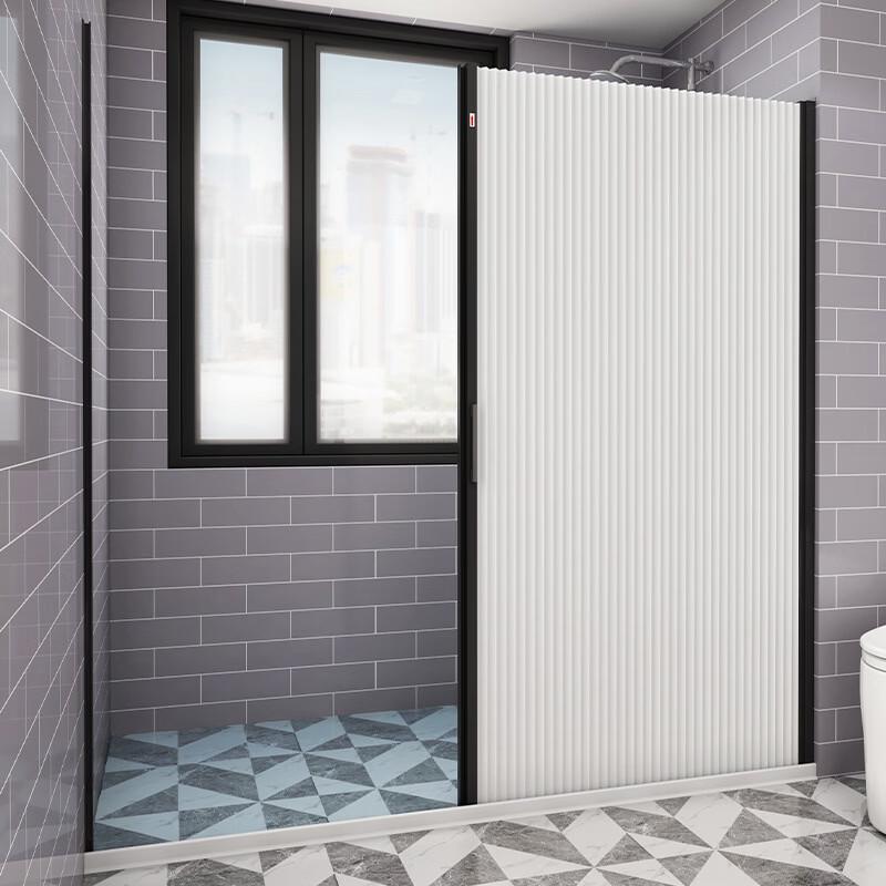 

Waterproof Mildew-Proof Shower Curtain with Frosted Black Frame, 190-220x180cm