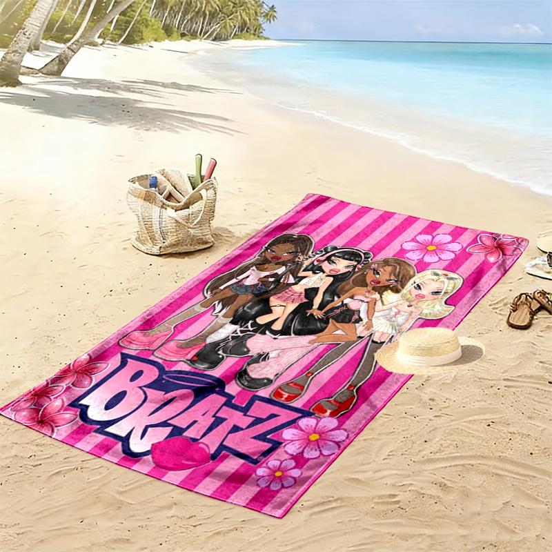 Bratz Cartoon Print Beach Towel, Large Soft Quick Dry Towel for Beach Camping Swimming