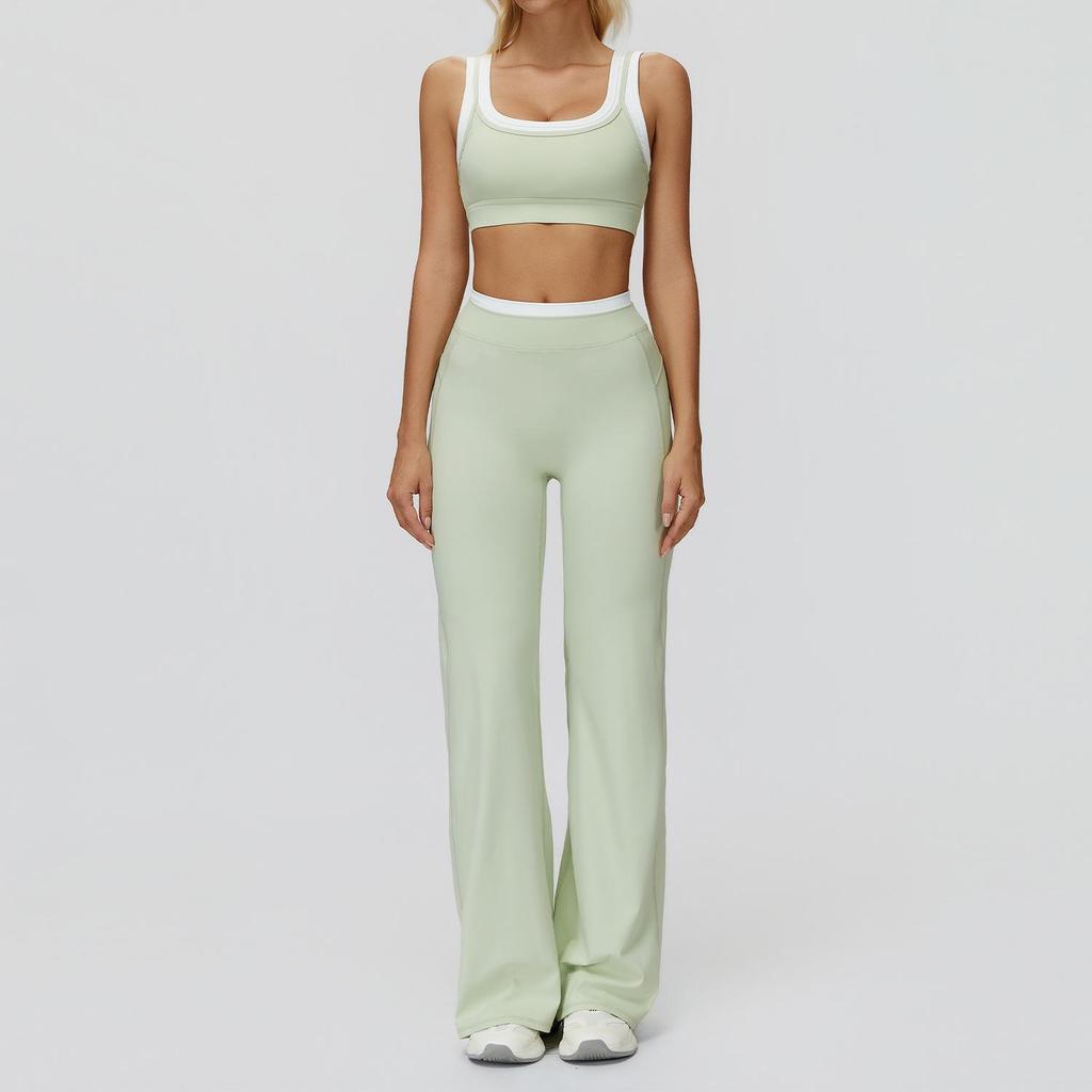 Completo da Yoga da Donna Transfrontaliero: Color Block Nude Feel, Vita Alta Costolata, Abbigliamento Sportivo Fitness Versatile