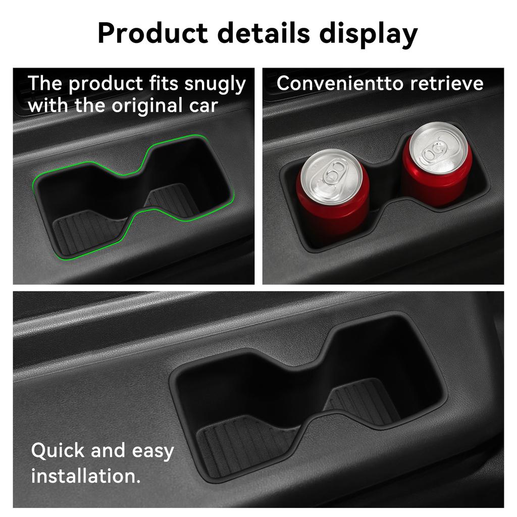 For Hyundai Santa Fe 6/7 Seats 2024-2026 (3 Row Only) Door Side Cup Holder Insert Cup Box Shock-Absorbing Storage TPE Tidying