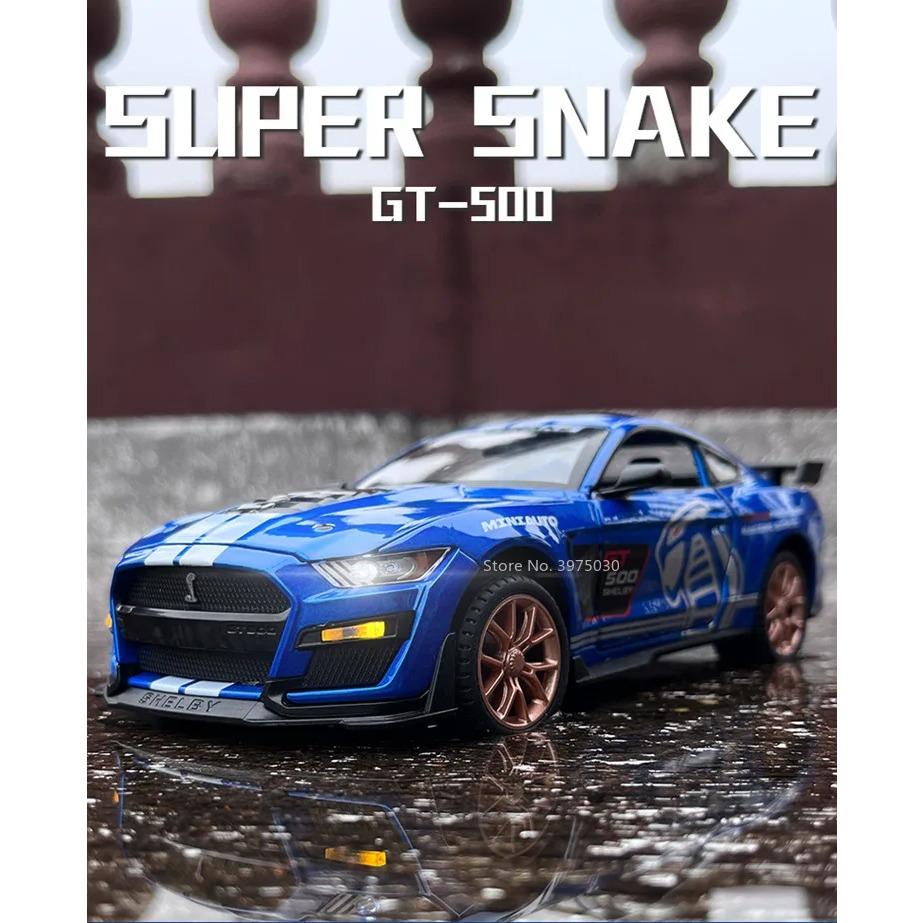 1/32 Sportwagen-Modellauto, Mustang Shelby GT500, Druckgussmetall, hochsimulierte Sound- und Lichtsammlung, Kinderspielzeug-Geschenke